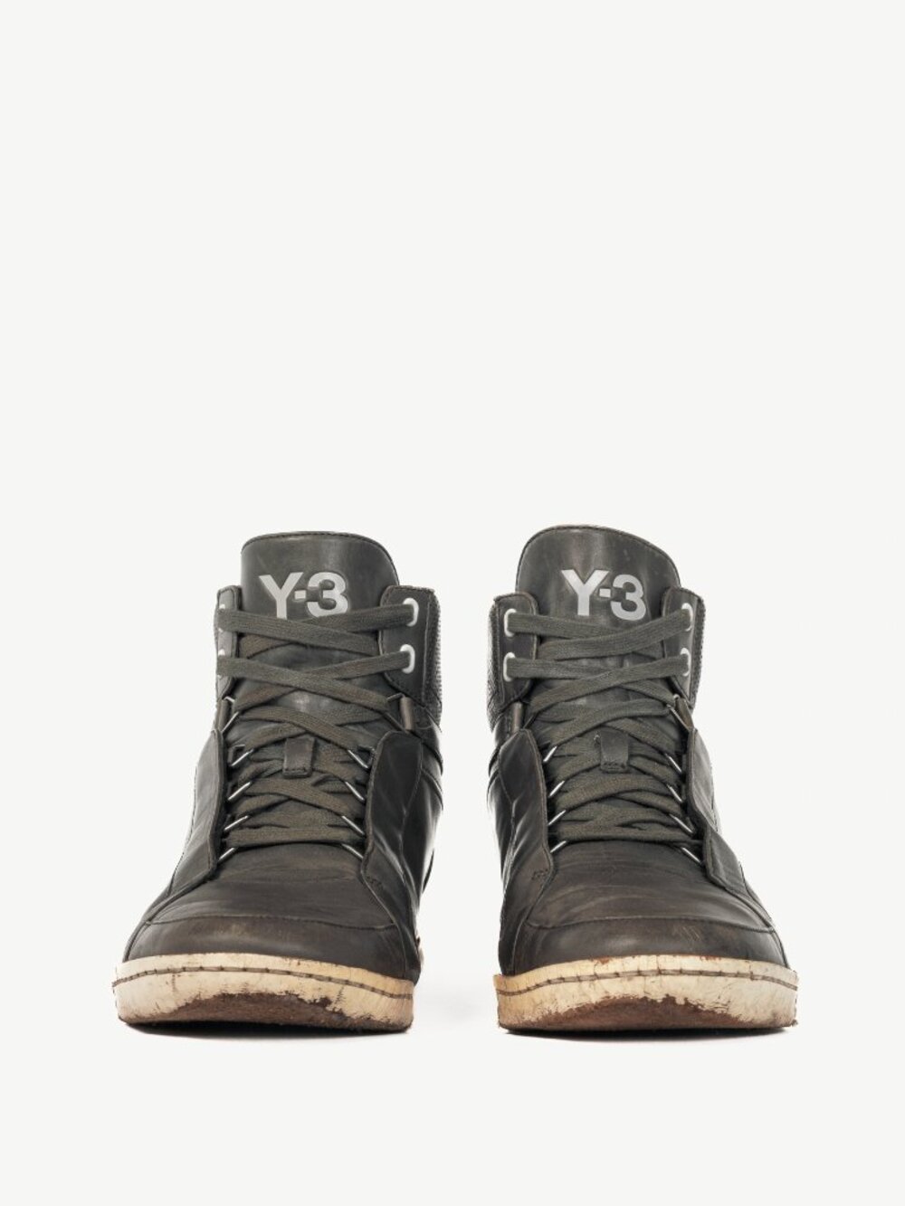 Y-3 Hemla "Vintage Black" Leather High-Top Lace-Up Sneakers - Picture 2 of 11